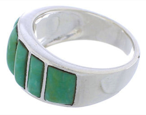 Turquoise Sterling Silver Inlay Ring Size 8-3/4 AX36541